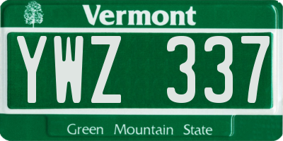 VT license plate YWZ337