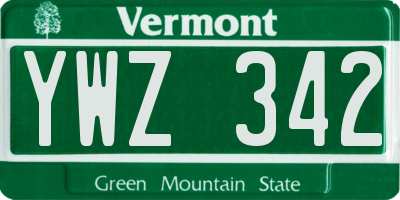 VT license plate YWZ342