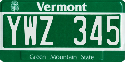 VT license plate YWZ345