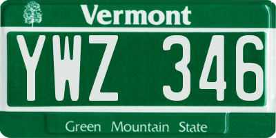 VT license plate YWZ346
