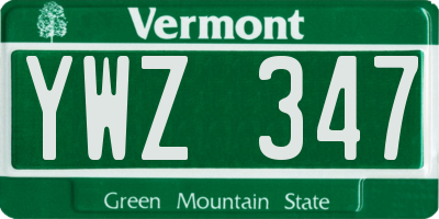 VT license plate YWZ347