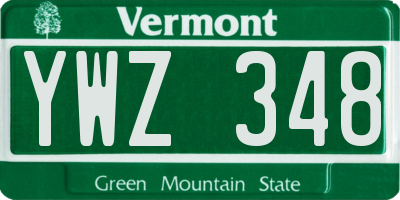 VT license plate YWZ348