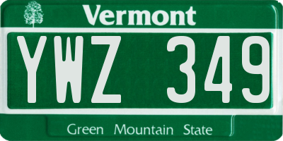 VT license plate YWZ349