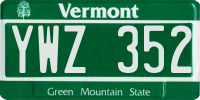 VT license plate YWZ352