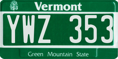 VT license plate YWZ353