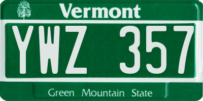 VT license plate YWZ357