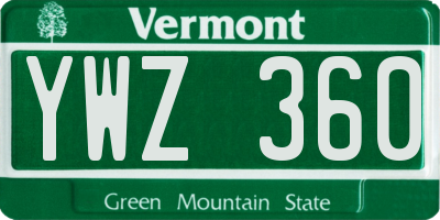 VT license plate YWZ360