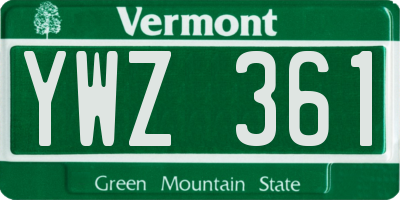 VT license plate YWZ361