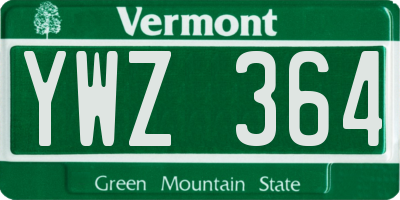 VT license plate YWZ364