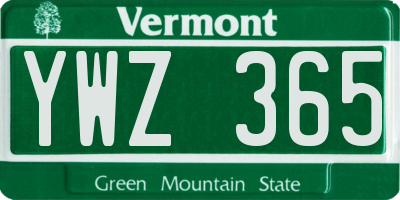 VT license plate YWZ365