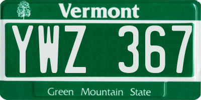 VT license plate YWZ367