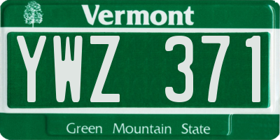 VT license plate YWZ371