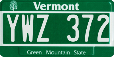 VT license plate YWZ372