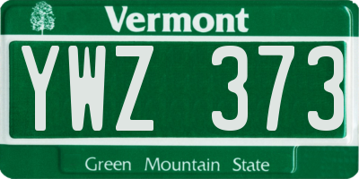 VT license plate YWZ373