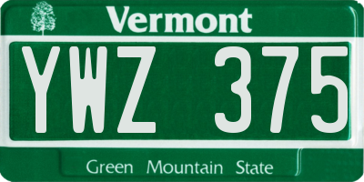 VT license plate YWZ375