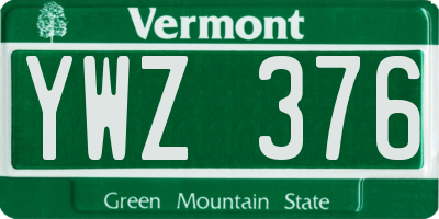 VT license plate YWZ376