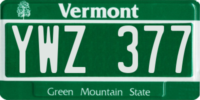 VT license plate YWZ377