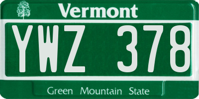 VT license plate YWZ378