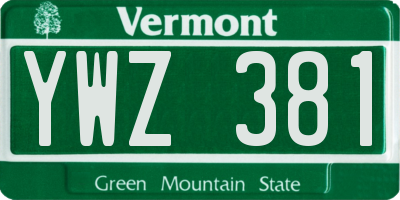 VT license plate YWZ381