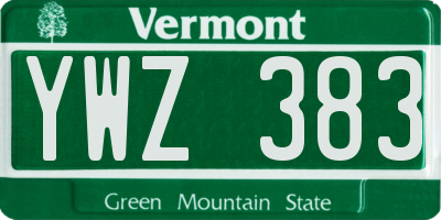 VT license plate YWZ383