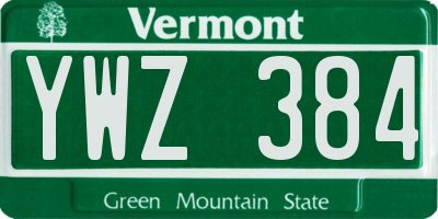 VT license plate YWZ384