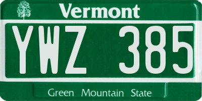 VT license plate YWZ385