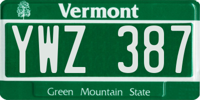 VT license plate YWZ387