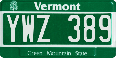 VT license plate YWZ389