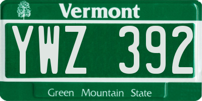 VT license plate YWZ392