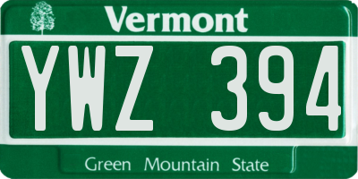 VT license plate YWZ394
