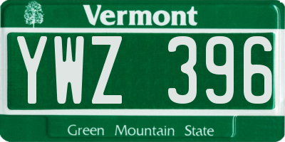 VT license plate YWZ396