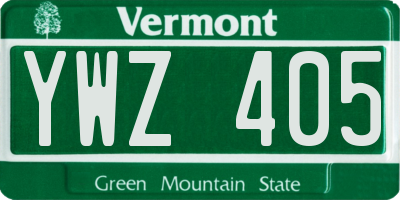 VT license plate YWZ405
