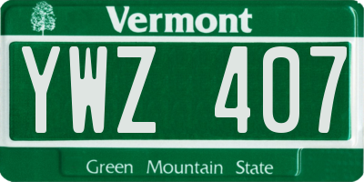 VT license plate YWZ407