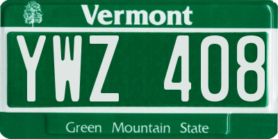 VT license plate YWZ408