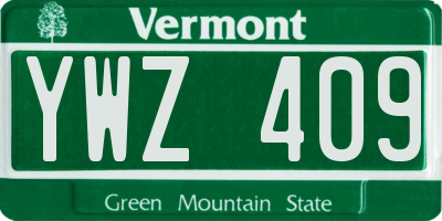 VT license plate YWZ409