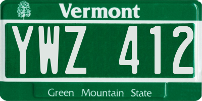 VT license plate YWZ412