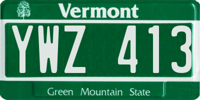 VT license plate YWZ413