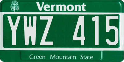 VT license plate YWZ415
