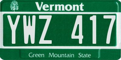 VT license plate YWZ417