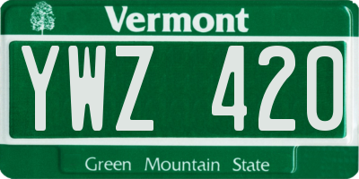 VT license plate YWZ420