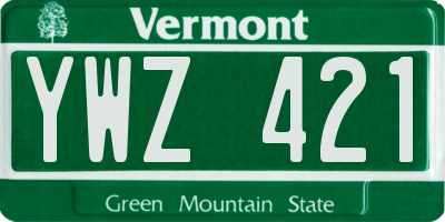 VT license plate YWZ421