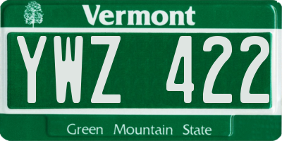 VT license plate YWZ422