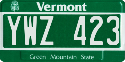 VT license plate YWZ423