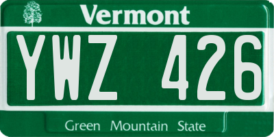VT license plate YWZ426
