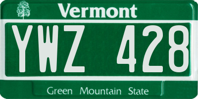 VT license plate YWZ428