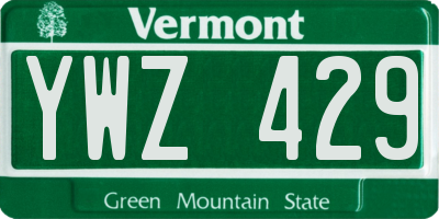 VT license plate YWZ429