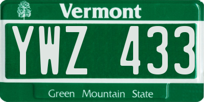 VT license plate YWZ433