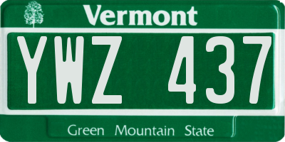 VT license plate YWZ437
