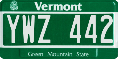 VT license plate YWZ442