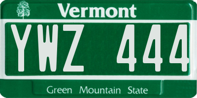 VT license plate YWZ444